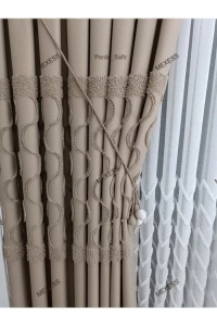 Yeni Sezon Lüx Puffy Ponpon Vizon Fon Perde Her Odaya Uygun (1/3 Sık Pile) Tek Kanat